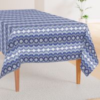 Scalloping Circles Ikat Dark Blue and Gray