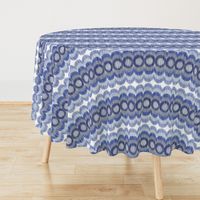 Scalloping Circles Ikat Dark Blue and Gray