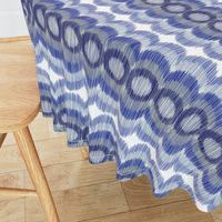 Scalloping Circles Ikat Dark Blue and Gray