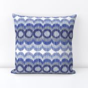 Scalloping Circles Ikat Dark Blue and Gray