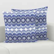 Scalloping Circles Ikat Dark Blue and Gray