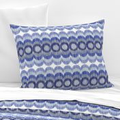 Scalloping Circles Ikat Dark Blue and Gray