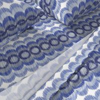 Scalloping Circles Ikat Dark Blue and Gray