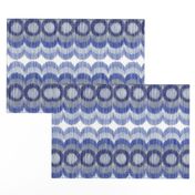 Scalloping Circles Ikat Dark Blue and Gray