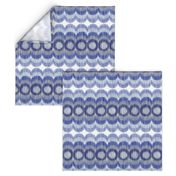 Scalloping Circles Ikat Dark Blue and Gray