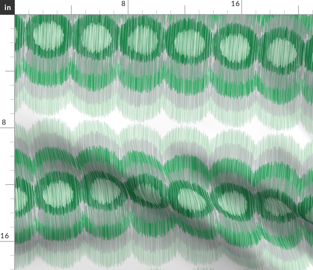 Scalloping Circles Ikat Green and Gray