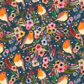 Birds and Berries Floral by Angel Gerardo