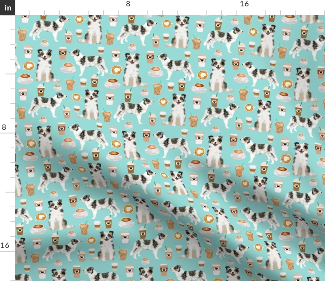 border collie blue merle coffee fabric cute dogs fabric blue merle coffees cute border collies dogs fabric