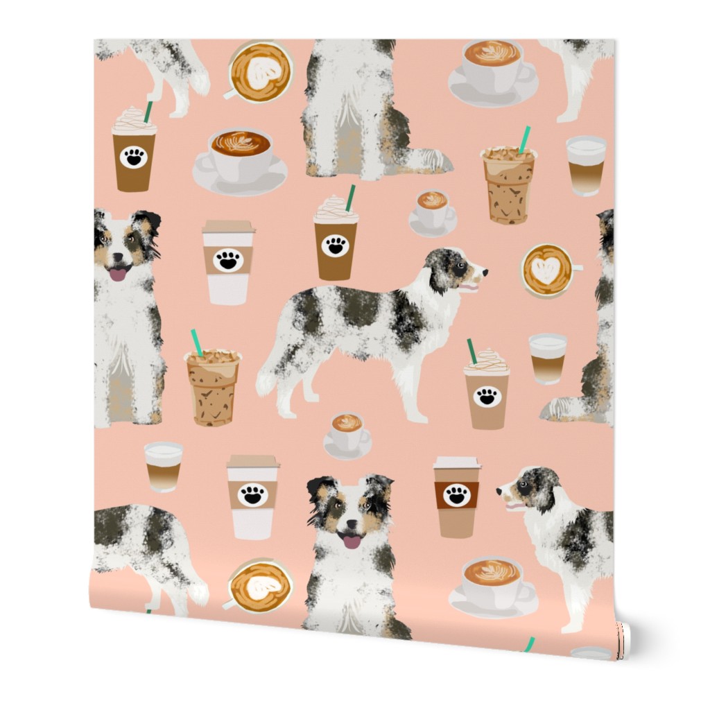 border collies fabric blush coffee fabric cute border collies design cute dogs fabric dog