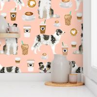 border collies fabric blush coffee fabric cute border collies design cute dogs fabric dog