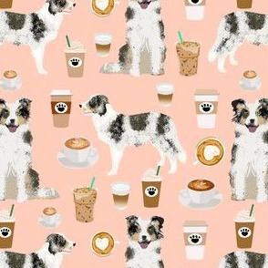 border collies fabric blush coffee fabric cute border collies design cute dogs fabric dog