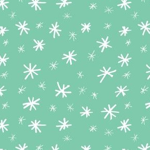 Stars in Mint // Gift wrap or Fun Christmas fabric // Doodle style repeating pattern by Zoe Charlotte