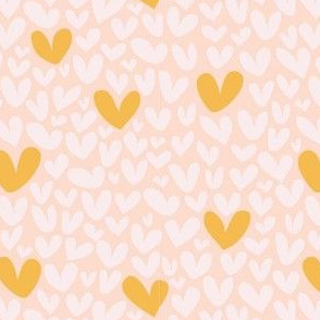 Pink and Gold Hearts // Repeating pattern for Wallpaper or Children's fabrics // Girly print by Zoe Charlotte