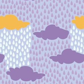 April Showers in Purple Rain // Repeating pattern for Wallpaper or Children's fabrics // Nursery print by Zoe Charlotte