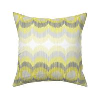 Scalloping Circles Ikat Yellow and Gray