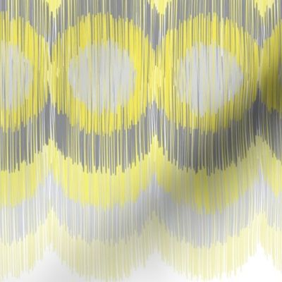 Scalloping Circles Ikat Yellow and Gray