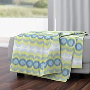 Scalloping Circles Ikat Yellow and Blue