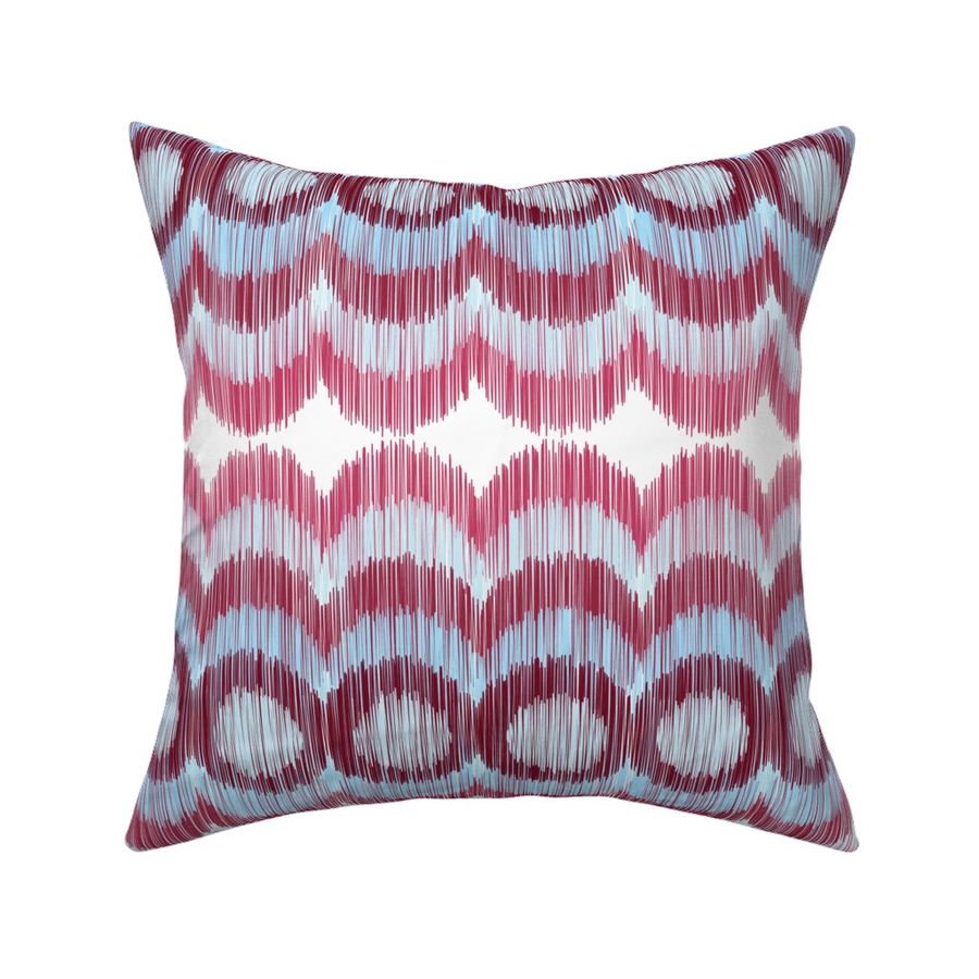 Scalloping Circles Ikat Red and Blue