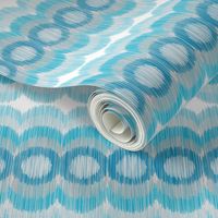 Scalloping Circles Ikat Turquoise and Gray