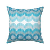 Scalloping Circles Ikat Turquoise and Gray
