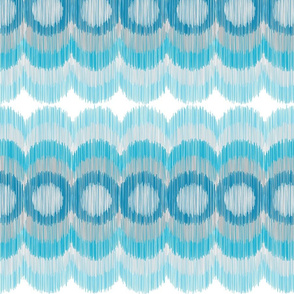 Scalloping Circles Ikat Turquoise and Gray