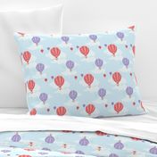 Colourful Balloons in Sky Blue // Repeating pattern for Wallpaper or Children's fabrics // Nursery print by Zoe Charlotte