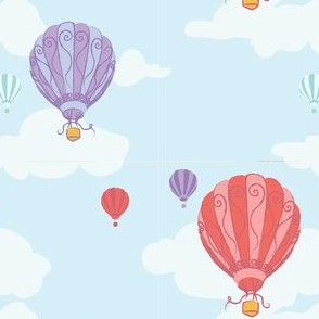 Colourful Balloons in Sky Blue // Repeating pattern for Wallpaper or Children's fabrics // Nursery print by Zoe Charlotte