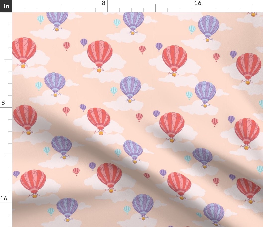 Colourful Balloons in Coral Pink // Repeating pattern for Wallpaper or Children's fabrics // Nursery print by Zoe Charlotte