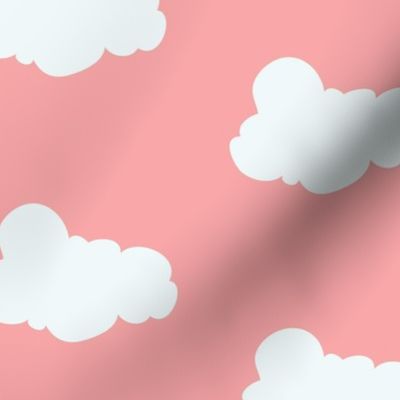 Clouds in Bright Coral // Repeating pattern for Wallpaper or Children's fabrics // Nursery print by Zoe Charlotte