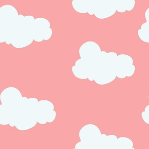 Clouds in Bright Coral // Repeating pattern for Wallpaper or Children's fabrics // Nursery print by Zoe Charlotte