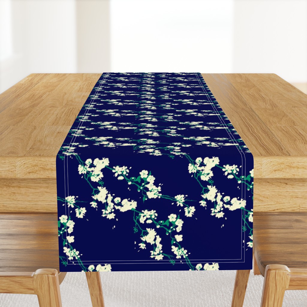 Cherry Blossoms - Navy & Emerald