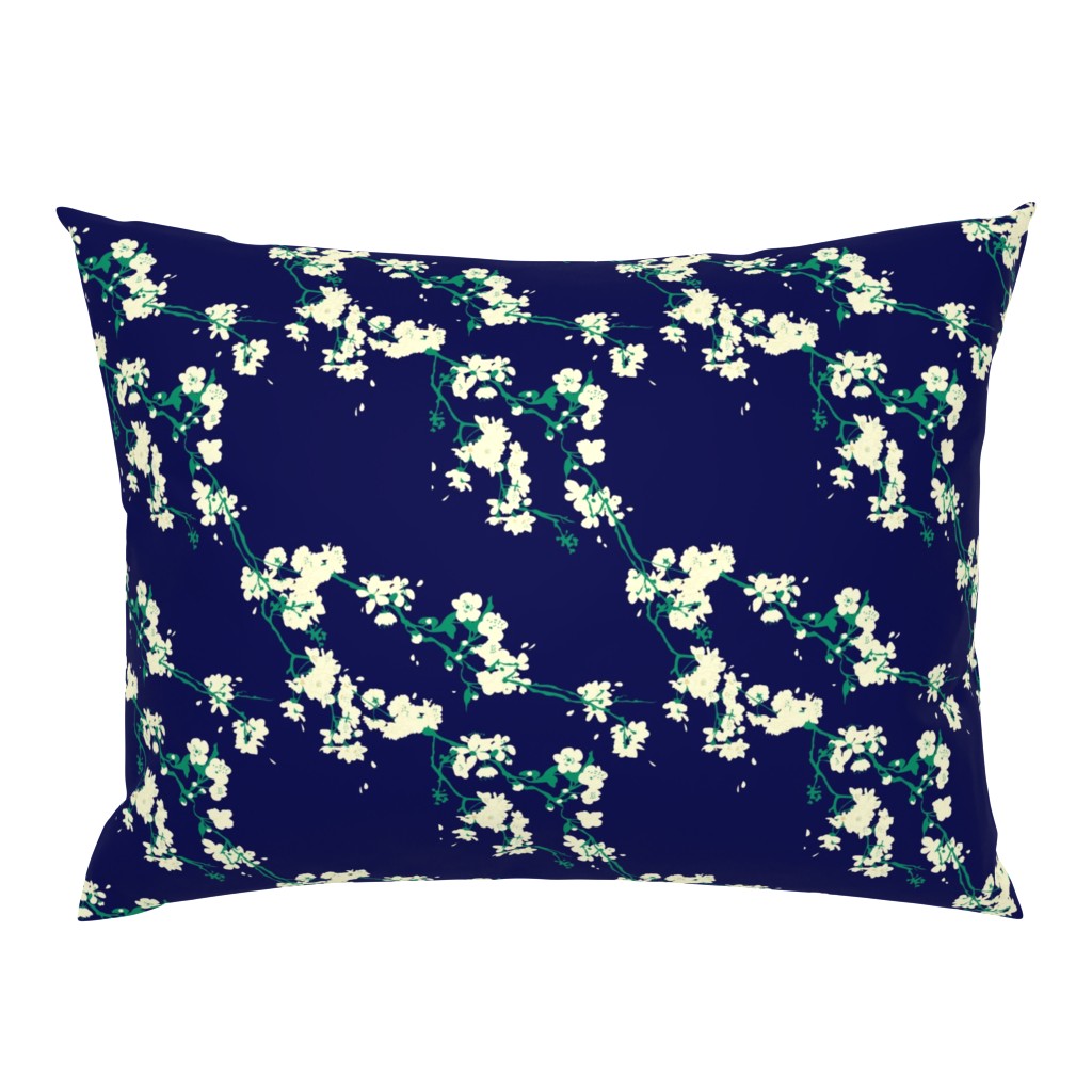 Cherry Blossoms - Navy & Emerald