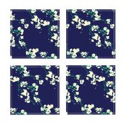 Cherry Blossoms - Navy & Emerald