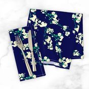 Cherry Blossoms - Navy & Emerald