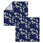 Cherry Blossoms - Navy & Emerald