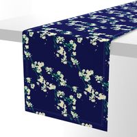 Cherry Blossoms - Navy & Emerald