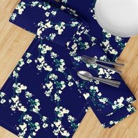 Cherry Blossoms - Navy & Emerald