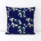 Cherry Blossoms - Navy & Emerald