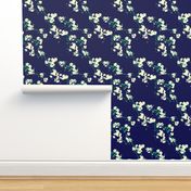 Cherry Blossoms - Navy & Emerald