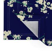 Cherry Blossoms - Navy & Emerald