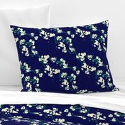 Cherry Blossoms - Navy & Emerald