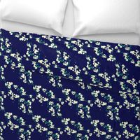 Cherry Blossoms - Navy & Emerald