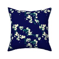 Cherry Blossoms - Navy & Emerald