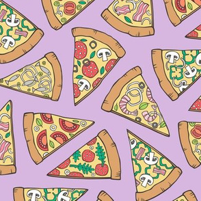 Pizza Fast Junk Food on Purple Purpel