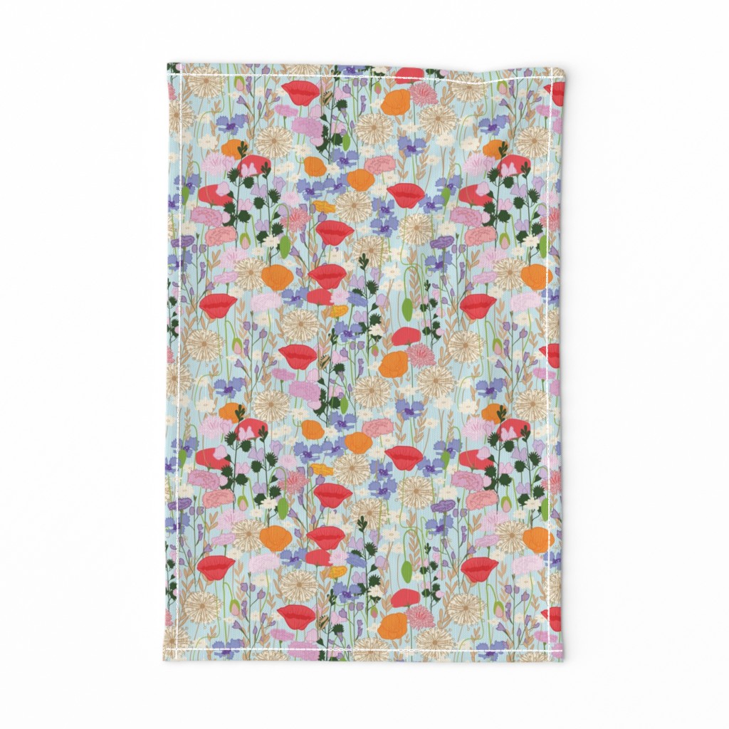 Wildflowers in Pale Blue // Meadow of flowers floral repeating pattern by Zoe Charlotte