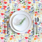 Wildflowers in Pale Blue // Meadow of flowers floral repeating pattern by Zoe Charlotte