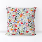 Wildflowers in Pale Blue // Meadow of flowers floral repeating pattern by Zoe Charlotte