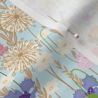 Wildflowers in Pale Blue // Meadow of flowers floral repeating pattern by Zoe Charlotte