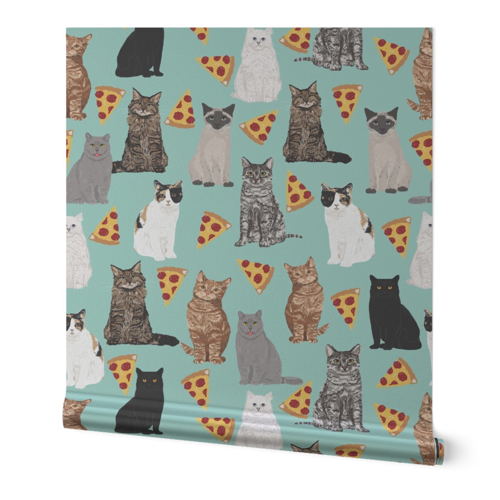 pizza cats cute mint cat lady fabric cute food pizzas fabric 