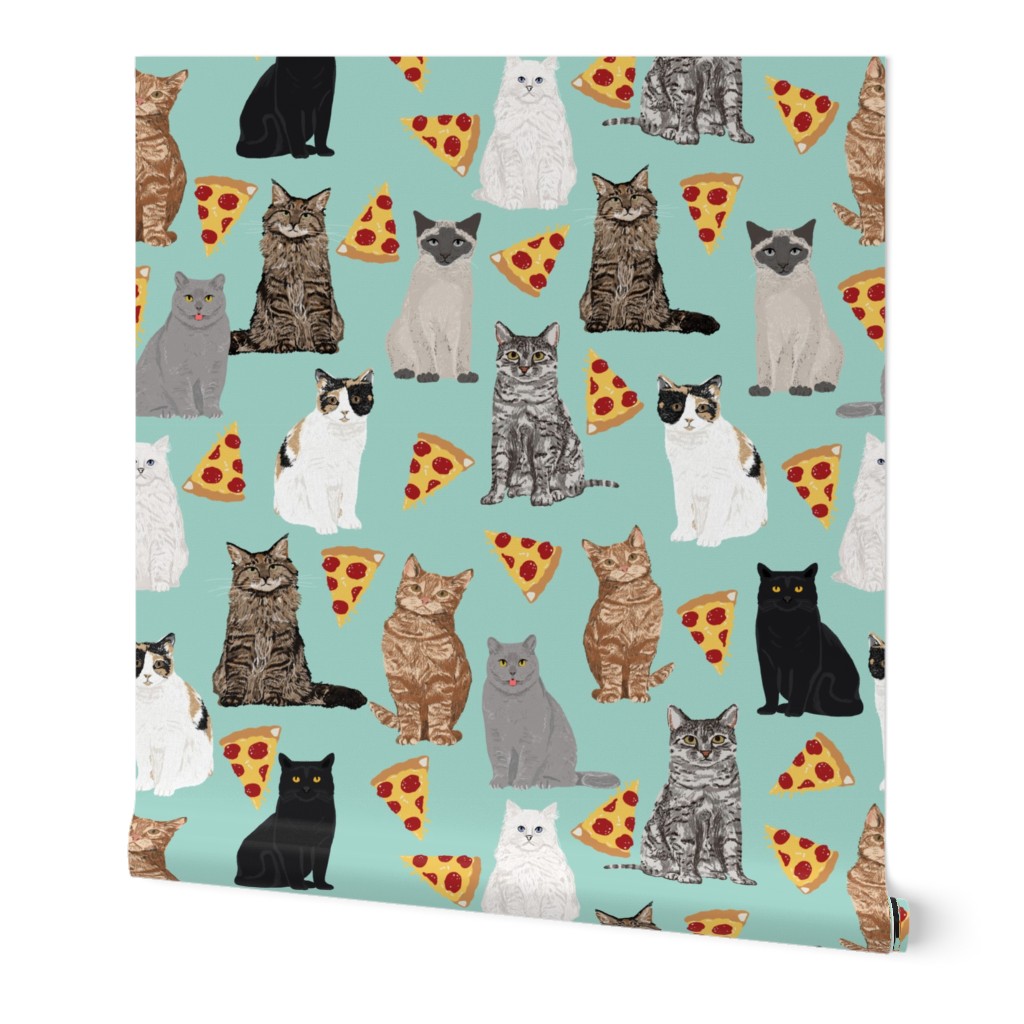 pizza cats cute mint cat lady fabric cute food pizzas fabric 